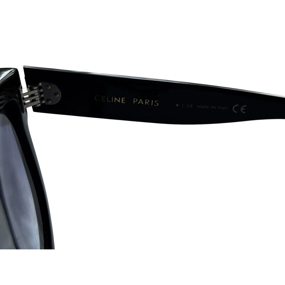 Celine Sunglasses Black Studded Aviator Flat Top Shield Made in Italy